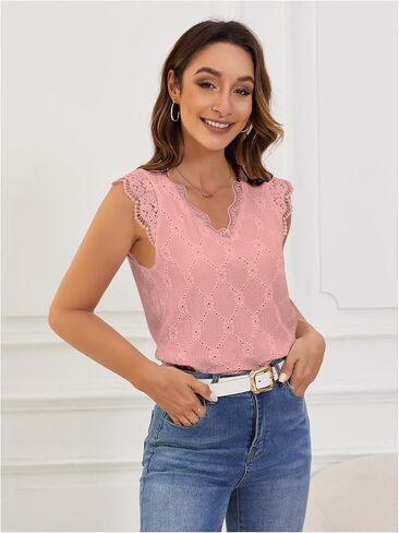 Sweatyrocks نسج الدانتيل الزهري الأسقلوب كاب غلاف العيينة التطريز V الرقبة تي شيرت in Saudi Arabia