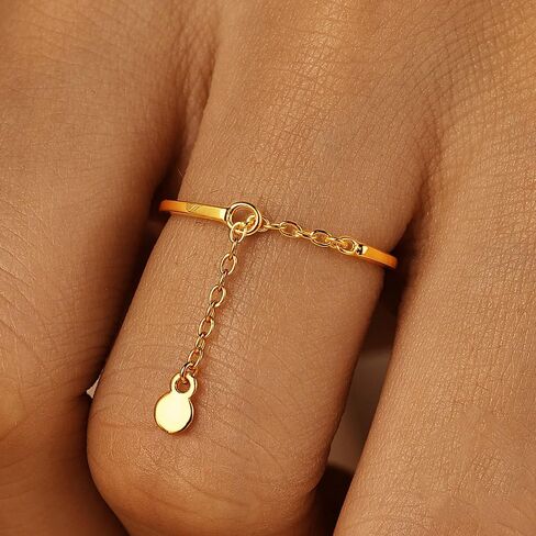 OIDIMS Dangling Charm Round Coin Sterling Silver Ring for Women Tassel Chain Adjustable Sackable Finger Band Link Chain Statment Ring Engagement Promise Rings Fashion Wedding Party Jewelry Gift in Saudi Arabia