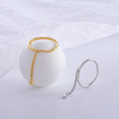OIDIMS Dangling Charm Round Coin Sterling Silver Ring for Women Tassel Chain Adjustable Sackable Finger Band Link Chain Statment Ring Engagement Promise Rings Fashion Wedding Party Jewelry Gift in Saudi Arabia