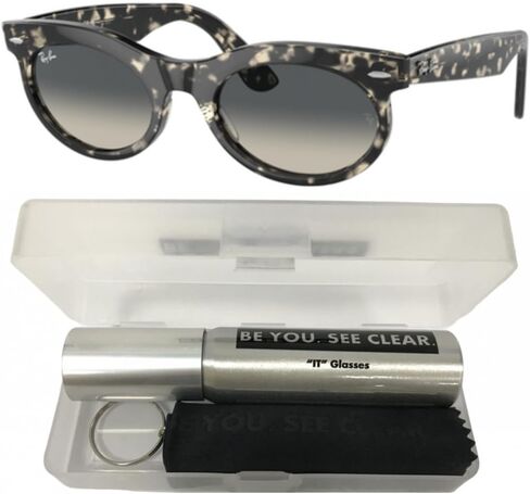Ray-Ban RB2242 Sunglasses Bundle: RB 2242 WAYFARER OVAL 133371 Grey Havana/Grey Gradient Crystal Standard and Eyewear Cleaning Kit in Saudi Arabia