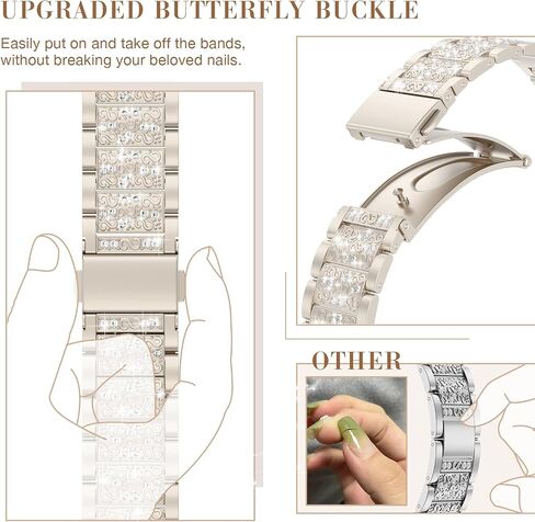 MARGE PLUS Compatible with Bling Apple Watch Band Women 38mm 40mm 41mm Series 10 9 8 7 6 5 4 3 2 1 SE, Upgraded Sparkle Replacement Bracelet iWatch Band, Diamond Rhinestone Stainless Steel Metal Strap in Kuwait