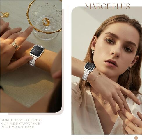 MARGE PLUS Compatible with Bling Apple Watch Band Women 38mm 40mm 41mm Series 10 9 8 7 6 5 4 3 2 1 SE, Upgraded Sparkle Replacement Bracelet iWatch Band, Diamond Rhinestone Stainless Steel Metal Strap in Kuwait