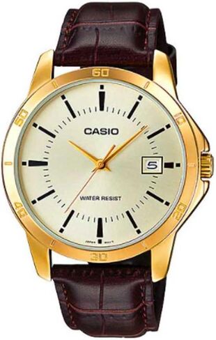 Casio Men's MTP-V004GL-9A Date Quartz Watch with Genuine Leather in Saudi Arabia