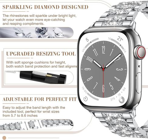 Marge Plus متوافق مع Bling Apple Watch Band Women 38mm 40mm 41mm Series 10 9 8 7 6 5 4 3 2 1 SE in Kuwait
