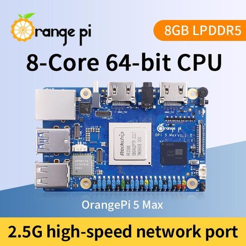 كمبيوتر Orange Pi 5 Max 16GB LPDDR5 Rockchip RK3588 8-Core 64-Bit لوحة واحدة مع مقبس eMMC، Wi-Fi 6E/Bluetooth 5.3/BLE، لوحة تطوير تعمل بنظام Linux/Ubuntu/Debian/Android (5 Max 16GB) in Saudi Arabia