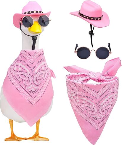 غرب رعاة البقر شرفة أوزة ملابس 23 "/17" العشب الأسمنت أوزة تمثال الملابس قبعة رعاة البقر و bandana وشاح in Kuwait