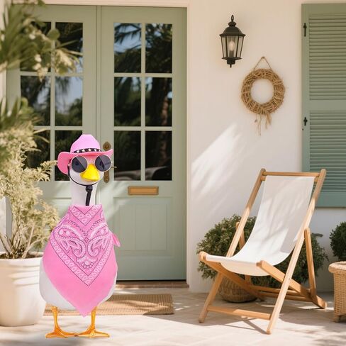 غرب رعاة البقر شرفة أوزة ملابس 23 "/17" العشب الأسمنت أوزة تمثال الملابس قبعة رعاة البقر و bandana وشاح in Kuwait