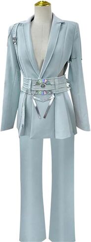 Luka Cosplay Costume White & Bule Suit Set with Belt Anime-Inspired Outfit for Halloween Party Stage Performance in Saudi Arabia