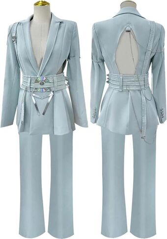 Luka Cosplay Costume White & Bule Suit Set with Belt Anime-Inspired Outfit for Halloween Party Stage Performance in Saudi Arabia