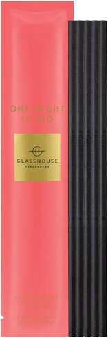 Glasshouse Fragrances One Night In Rio Replacement Scent Stems, Perfume Scented Liquidless Diffuser Refills, Essential Home Fragrance & Decor, Passionfruit & Lime, 5 Stems in Saudi Arabia
