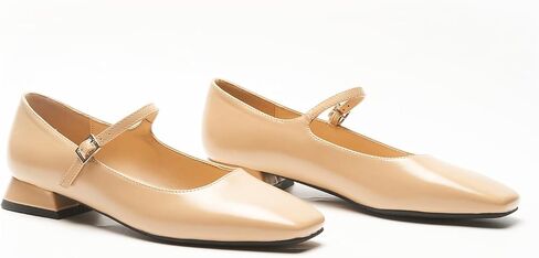 C.Paravano Women's Mary Jane Flats Adjustable Strap & Square Toe | Memory Foam Comfort | Perfect for Office, Weddings, Travel in Kuwait