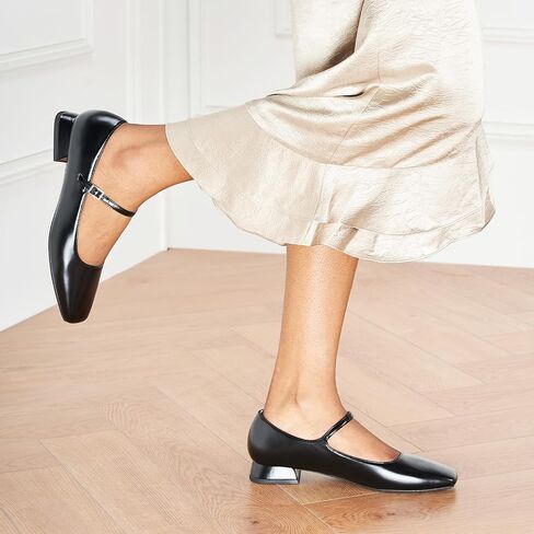 C.Paravano Women's Mary Jane Flats Adjustable Strap & Square Toe | Memory Foam Comfort | Perfect for Office, Weddings, Travel in Kuwait