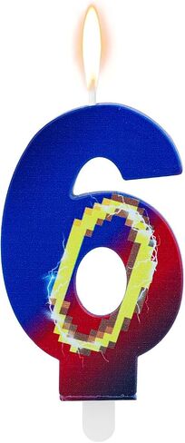 Cartoon Birthday Candle, Blue & Gold Ring Print Happy Birthday Number Candle Cake Topper Ideal Cake Decorations and Cartoon Themed Party Favors and Supplies(Number 6) in Saudi Arabia
