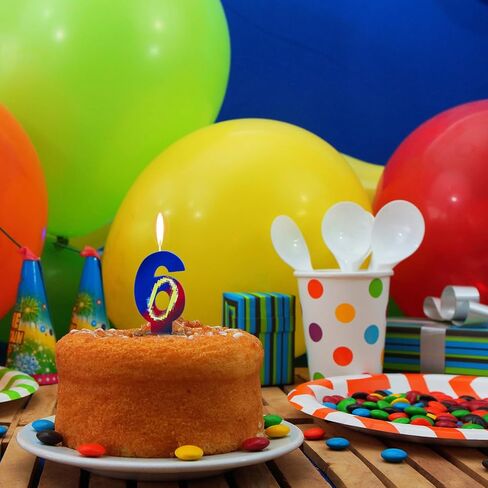 Cartoon Birthday Candle, Blue & Gold Ring Print Happy Birthday Number Candle Cake Topper Ideal Cake Decorations and Cartoon Themed Party Favors and Supplies(Number 6) in Saudi Arabia