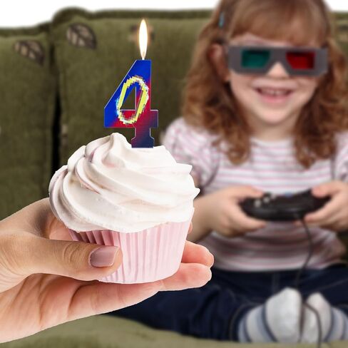 شمعة عيد ميلاد الكرتون ، خاتم الأزرق والذهبي طباعة رقم عيد ميلاد سعيد كعكة شمعة أعلى ديكورات كعكة مثالية ورسوم متحركة تحت عنوان الحفلات واللوازم (رقم 6) in Kuwait