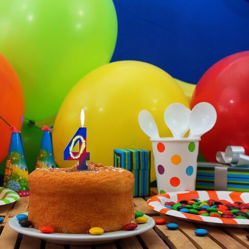 شمعة عيد ميلاد الكرتون ، خاتم الأزرق والذهبي طباعة رقم عيد ميلاد سعيد كعكة شمعة أعلى ديكورات كعكة مثالية ورسوم متحركة تحت عنوان الحفلات واللوازم (رقم 6) in Kuwait