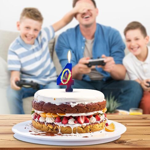 شمعة عيد ميلاد الكرتون ، خاتم الأزرق والذهبي طباعة رقم عيد ميلاد سعيد كعكة شمعة أعلى ديكورات كعكة مثالية ورسوم متحركة تحت عنوان الحفلات واللوازم (رقم 6) in Kuwait