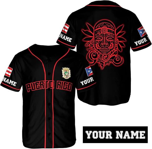 Thuhatree Store Name and Number Sports Puerto Rico AOP Baseball Jersey للجنسين XS-5XL ، ملابس Puerto Rico الرياضية in Kuwait