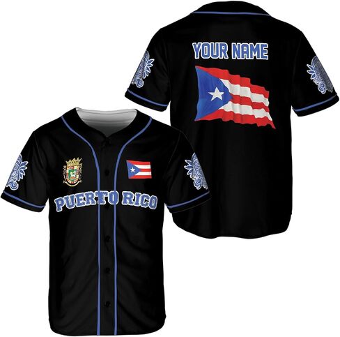 Thuhatree Store Name and Number Sports Puerto Rico AOP Baseball Jersey للجنسين XS-5XL ، ملابس Puerto Rico الرياضية in Kuwait