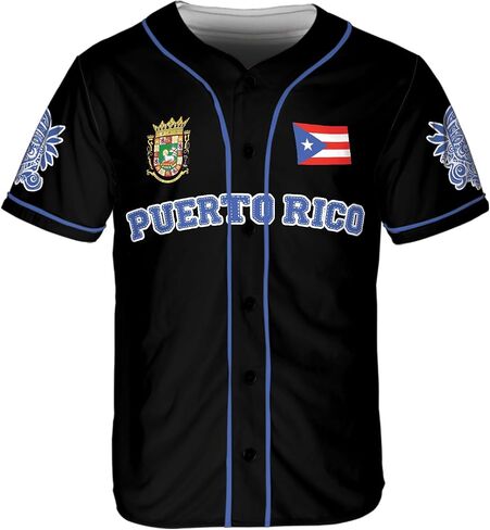 Thuhatree Store Name and Number Sports Puerto Rico AOP Baseball Jersey للجنسين XS-5XL ، ملابس Puerto Rico الرياضية in Kuwait