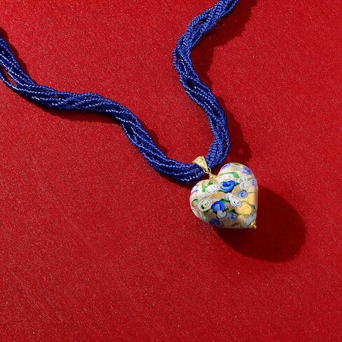 Ross-Simons Italian Multicolored Murano Heart Pendant Necklace in 18kt Gold Over Sterling in Saudi Arabia