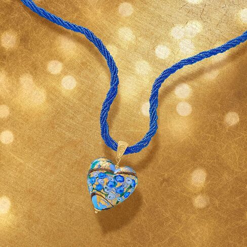 Ross-Simons Italian Multicolored Murano Heart Pendant Necklace in 18kt Gold Over Sterling in Saudi Arabia