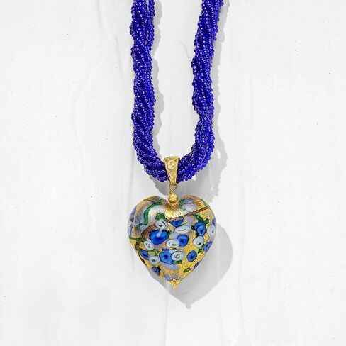 Ross-Simons Italian Multicolored Murano Heart Pendant Necklace in 18kt Gold Over Sterling in Saudi Arabia