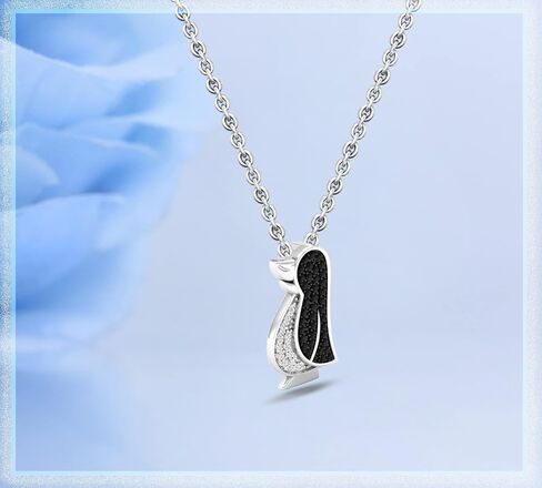 Dazzlingrock Collection 0.22 CT Round Black & White Diamond Penguin Pendant with 18 inch Silver Chain in Solid Gold in Saudi Arabia