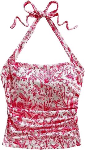 Soly Hux النسائية النسائية طباعة الرسن قمم محصول المحصول ربطة عنق قمصان الخزان المجهزة ملابس الصيف in Kuwait
