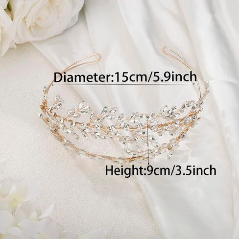 JWICOS Wedding Tiara Headband for Women Crystal Handmade Queen Leaf Bridal Headband Headpieces Wedding Hair Accessories for Prom Halloween Cosplay Party Pageant in Kuwait