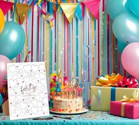 40 الأشياء التي نحبها في كتاب الضيوف الوردي البديل ، حفل عيد ميلاد الأربعين توقيع اللوحة الخشبية 8x11 بوصة مع القلم ، هدية زخارف عيد ميلاد ، هدايا عمرها 40 عامًا له و HER-28 in Kuwait
