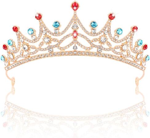 Ahoney Peach Tiara و Crown for Women ، Crystal Gold Crown Rhinestone Princess Peach Tiaras لعيد ميلاد الالتزامات حفلة عيد الهالوين in Kuwait