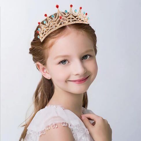 Ahoney Peach Tiara و Crown for Women ، Crystal Gold Crown Rhinestone Princess Peach Tiaras لعيد ميلاد الالتزامات حفلة عيد الهالوين in Kuwait