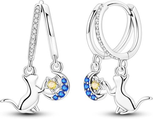 Parmuz Dangle Hoop أقراط للنساء ، 925 Sterling Silver Small Huggie Star Moon Butterfly Pearl Seardrop Chain Tassel Dainty Drop Drop in Saudi Arabia