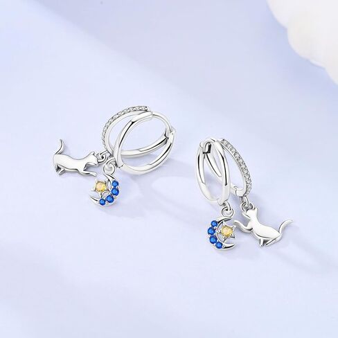 Parmuz Dangle Hoop أقراط للنساء ، 925 Sterling Silver Small Huggie Star Moon Butterfly Pearl Seardrop Chain Tassel Dainty Drop Drop in Saudi Arabia