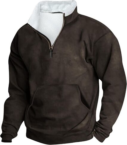 Quarter Zip Pullover Men Winter Outdoor Warm Tactical Sweatshirt Fleece Pullover Jacket Long Sleeve Stand Collar Tops in Saudi Arabia