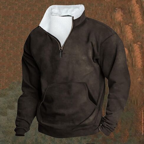 Quarter Zip Pullover Men Winter Outdoor Warm Tactical Sweatshirt Fleece Pullover Jacket Long Sleeve Stand Collar Tops in Saudi Arabia