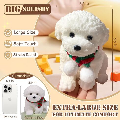 الكلب الكبير taba squishy ، لعبة التغذية الإجهاد الكلب المصنوعة يدويًا للبالغين/الأطفال ، تصميم كلب ناعم وناعم ، هدية مثالية للاسترخاء والمرح (لون كريم) in Kuwait