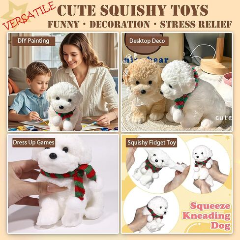 الكلب الكبير taba squishy ، لعبة التغذية الإجهاد الكلب المصنوعة يدويًا للبالغين/الأطفال ، تصميم كلب ناعم وناعم ، هدية مثالية للاسترخاء والمرح (لون كريم) in Kuwait