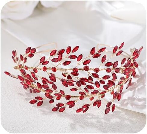 JWICOS Wedding Tiara Headband for Women Crystal Handmade Queen Leaf Bridal Headband Headpieces Wedding Hair Accessories for Prom Halloween Cosplay Party Pageant in Saudi Arabia