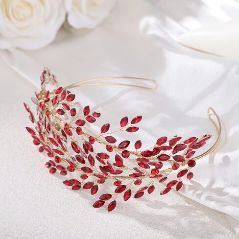 JWICOS Wedding Tiara Headband for Women Crystal Handmade Queen Leaf Bridal Headband Headpieces Wedding Hair Accessories for Prom Halloween Cosplay Party Pageant in Saudi Arabia