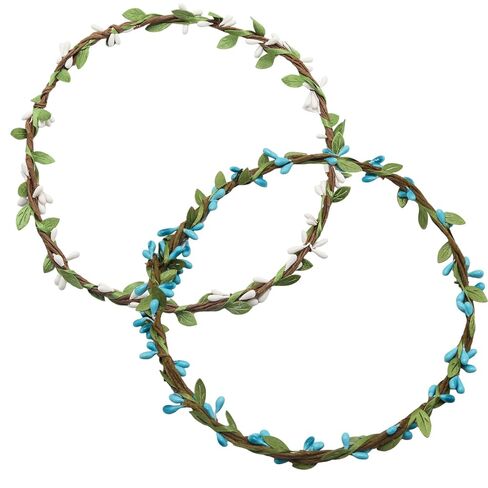 2 حزمة شعر كرمة كرمة التوت المصنوع يدويًا وأوراق الزهرة البوهيمية البوهيمية تاج ، أصفر وأبيض in Kuwait