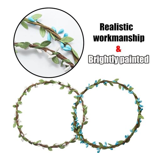 2 حزمة شعر كرمة كرمة التوت المصنوع يدويًا وأوراق الزهرة البوهيمية البوهيمية تاج ، أصفر وأبيض in Kuwait