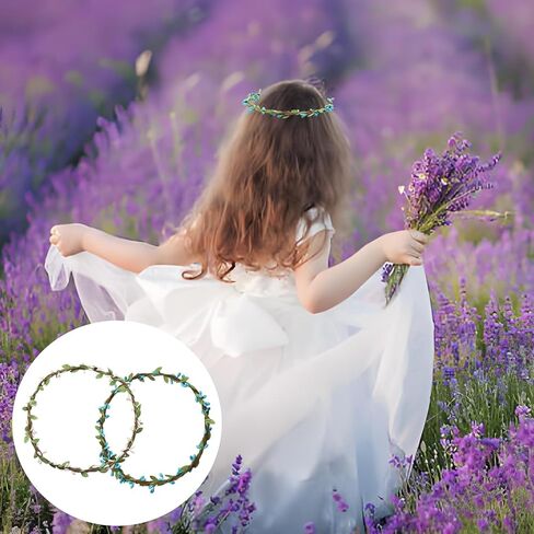 2 حزمة شعر كرمة كرمة التوت المصنوع يدويًا وأوراق الزهرة البوهيمية البوهيمية تاج ، أصفر وأبيض in Kuwait