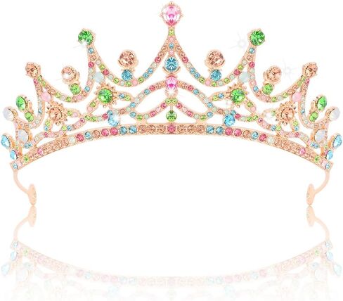 Ahoney Peach Tiara و Crown for Women ، Crystal Gold Crown Rhinestone Princess Peach Tiaras لعيد ميلاد الالتزامات حفلة عيد الهالوين in Kuwait