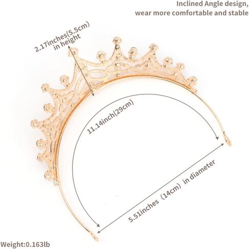 Ahoney Peach Tiara و Crown for Women ، Crystal Gold Crown Rhinestone Princess Peach Tiaras لعيد ميلاد الالتزامات حفلة عيد الهالوين in Kuwait