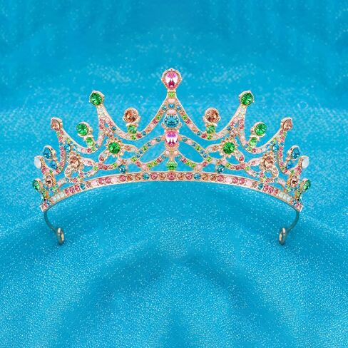 Ahoney Peach Tiara و Crown for Women ، Crystal Gold Crown Rhinestone Princess Peach Tiaras لعيد ميلاد الالتزامات حفلة عيد الهالوين in Kuwait