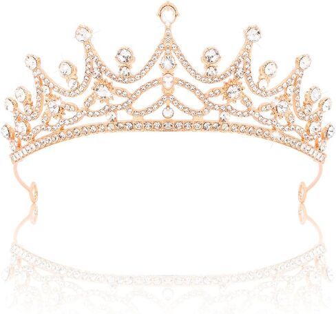 Ahoney Peach Tiara و Crown for Women ، Crystal Gold Crown Rhinestone Princess Peach Tiaras لعيد ميلاد الالتزامات حفلة عيد الهالوين in Kuwait