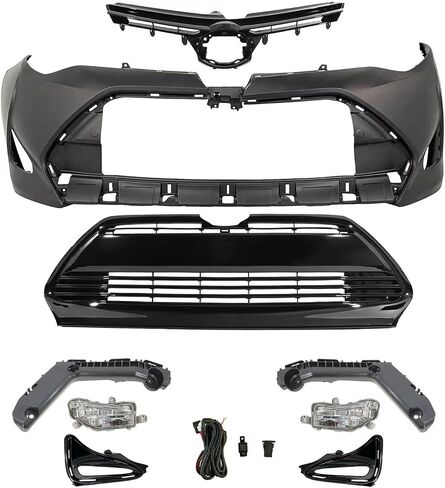 مجموعة غلاف Corolla le Xle الأمامية الوخز تناسب 2017 2018 2019 to -Yota Corolla le Xle Sedan w/Upper Grille Lower Lights & Fog Lights - Full Body Set in Saudi Arabia