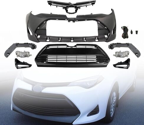 مجموعة غلاف Corolla le Xle الأمامية الوخز تناسب 2017 2018 2019 to -Yota Corolla le Xle Sedan w/Upper Grille Lower Lights & Fog Lights - Full Body Set in Saudi Arabia